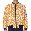 Little Halloween Ghost Pattern Print Zip Sleeve Bomber Jacket