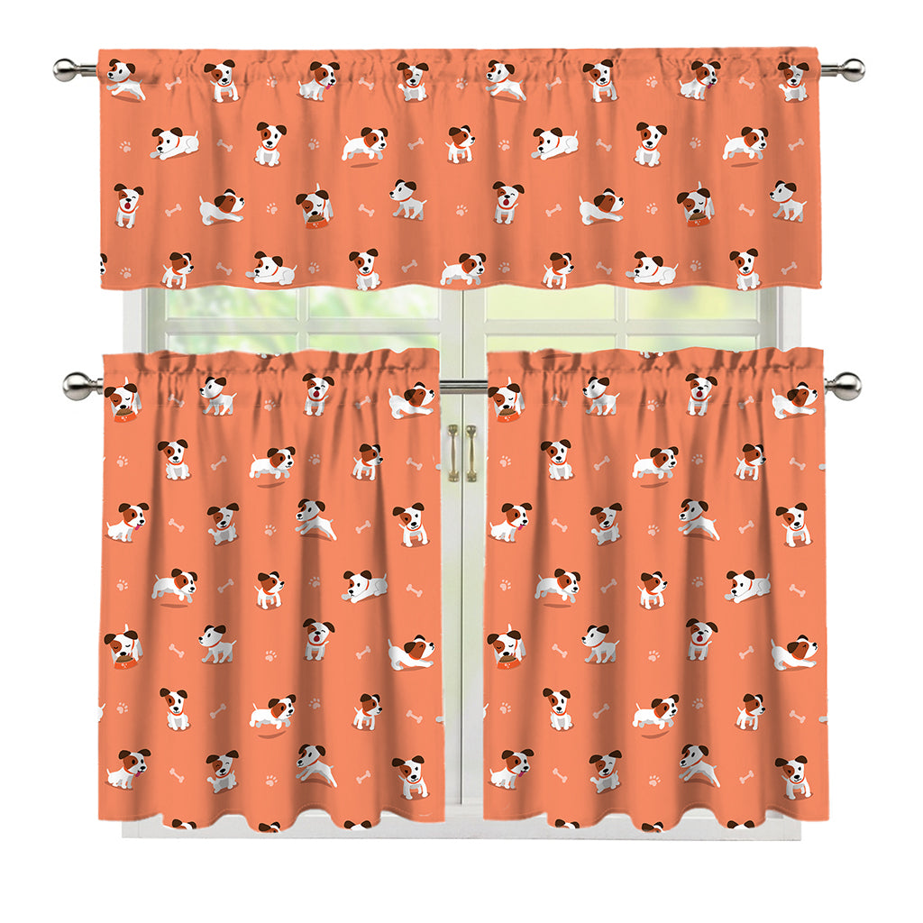 Little Jack Russell Terrier Print 3 Piece Kitchen Curtains
