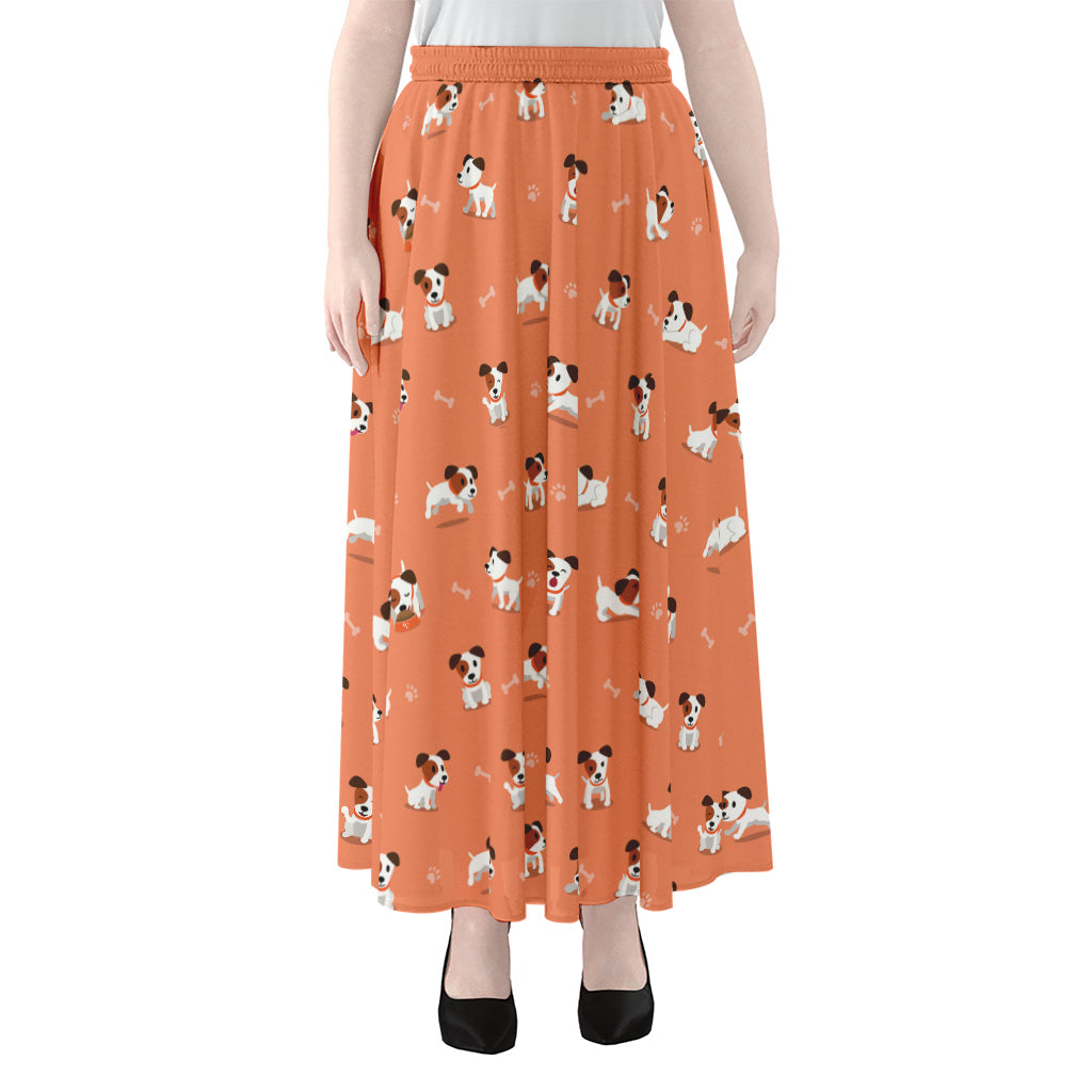 Little Jack Russell Terrier Print Chiffon Maxi Skirt