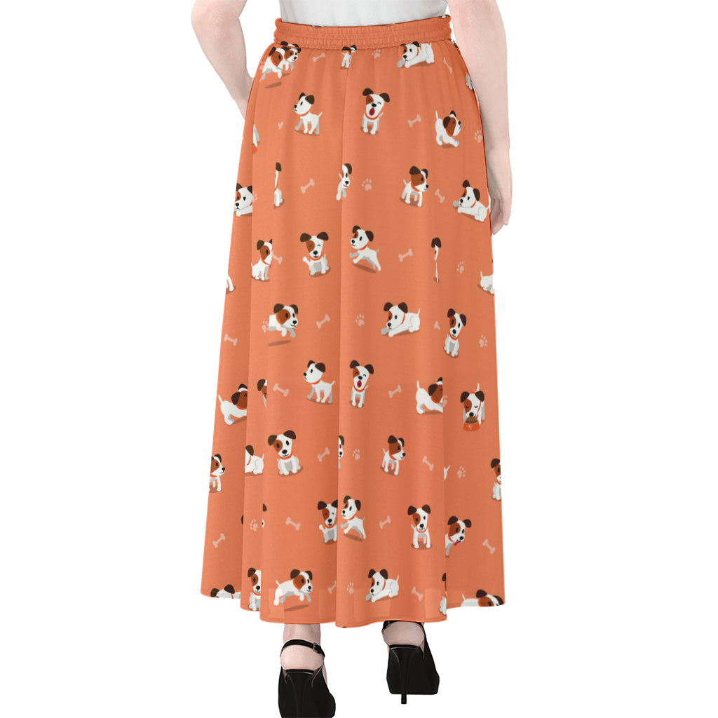 Little Jack Russell Terrier Print Chiffon Maxi Skirt