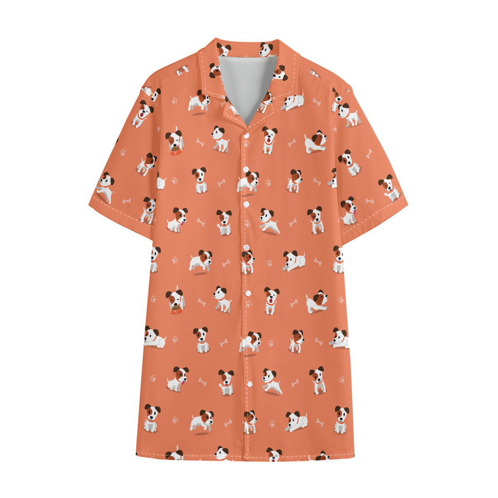 Little Jack Russell Terrier Print Cotton Hawaiian Shirt