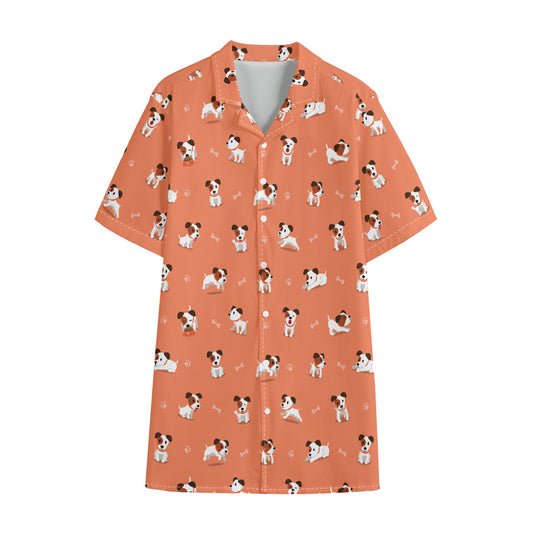 Little Jack Russell Terrier Print Cotton Hawaiian Shirt