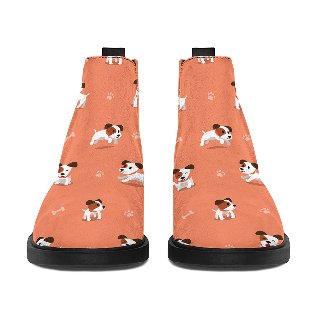 Little Jack Russell Terrier Print Flat Ankle Boots