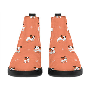 Little Jack Russell Terrier Print Flat Ankle Boots