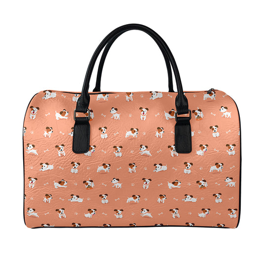 Little Jack Russell Terrier Print Leather Duffle Bag