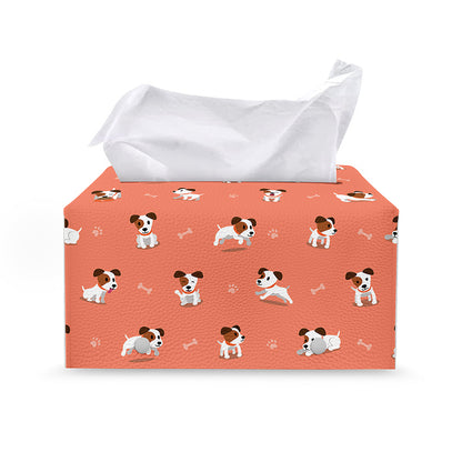 Little Jack Russell Terrier Print Leather Tissue Box Cover