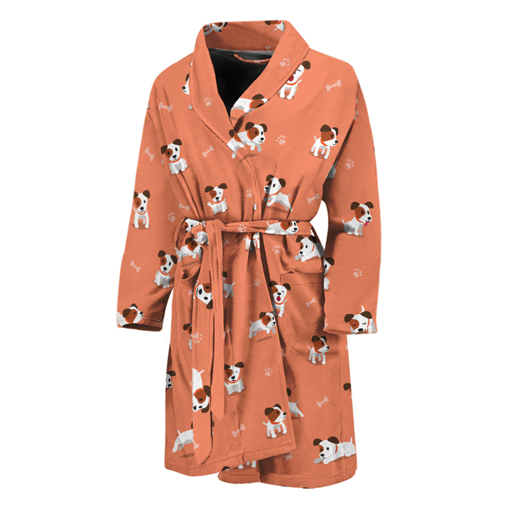 Little Jack Russell Terrier Print Men's Bathrobe