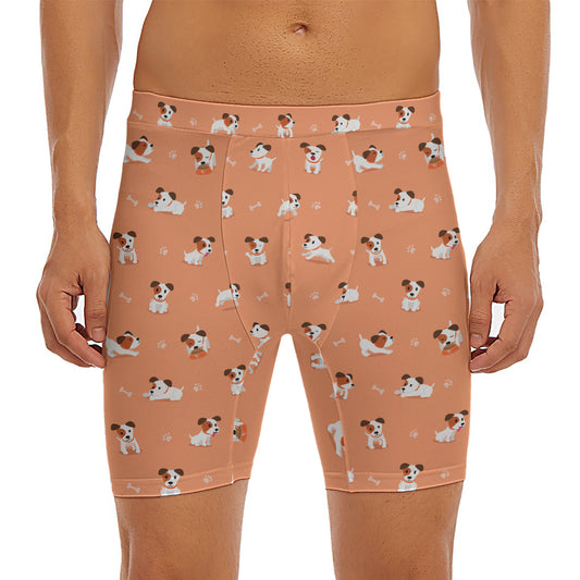 Little Jack Russell Terrier Print Men's Long Boxer Briefs