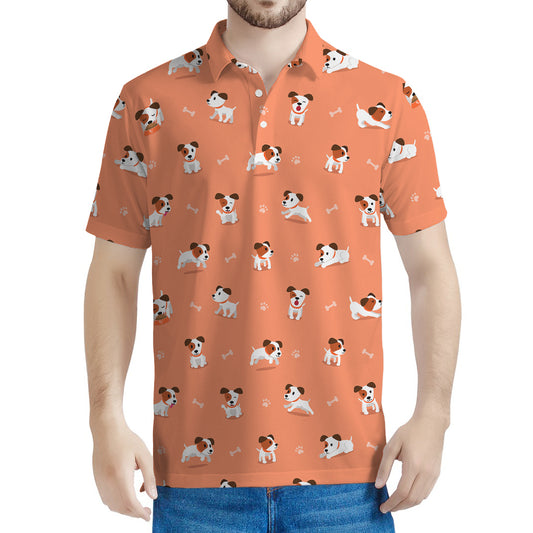 Little Jack Russell Terrier Print Men's Polo Shirt