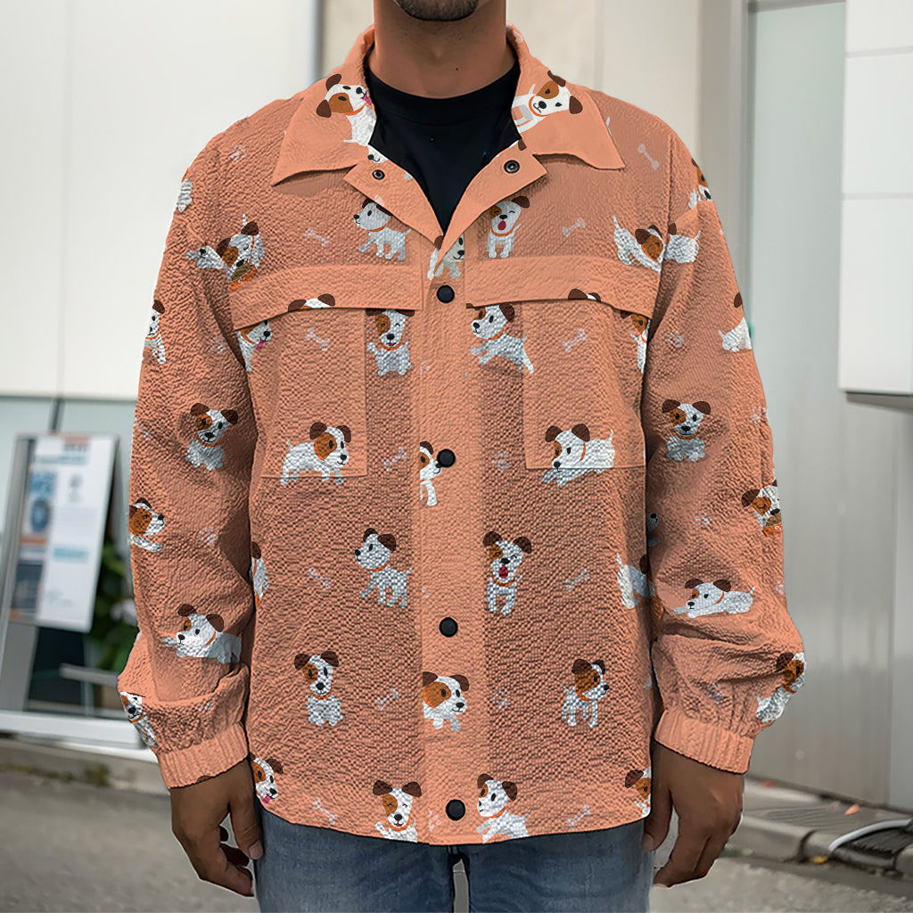 Little Jack Russell Terrier Print Men's Shirt Jacket