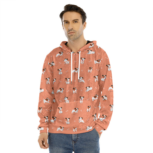 Little Jack Russell Terrier Print Men's Velvet Pullover Hoodie