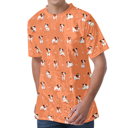 Little Jack Russell Terrier Print Men's Velvet T-Shirt