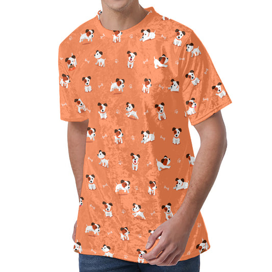 Little Jack Russell Terrier Print Men's Velvet T-Shirt