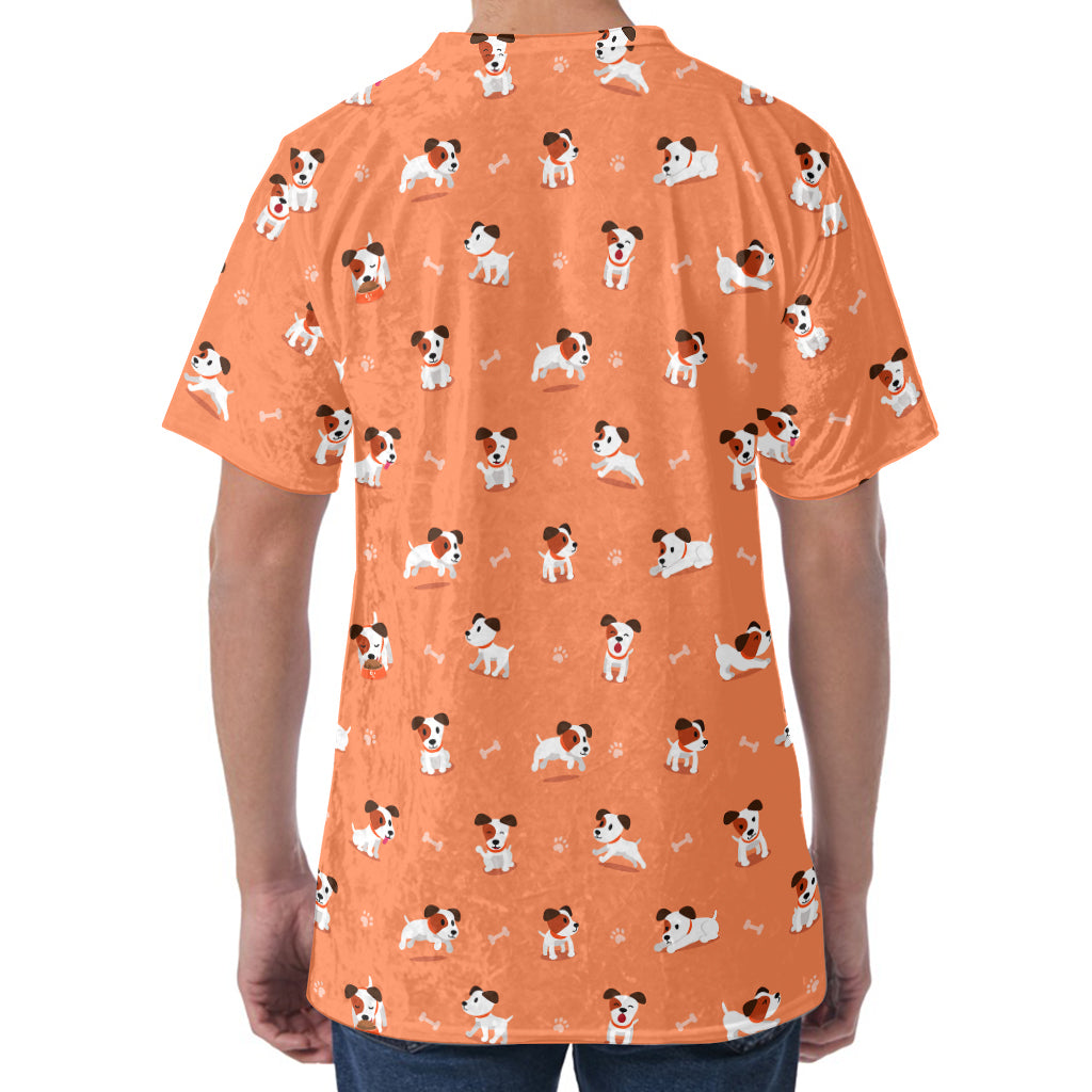 Little Jack Russell Terrier Print Men's Velvet T-Shirt