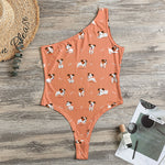 Little Jack Russell Terrier Print One Shoulder Bodysuit