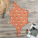 Little Jack Russell Terrier Print One Shoulder Bodysuit