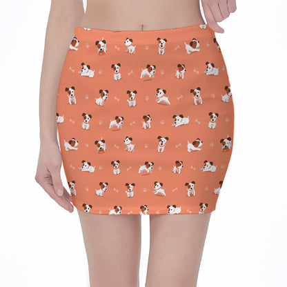Little Jack Russell Terrier Print Pencil Mini Skirt