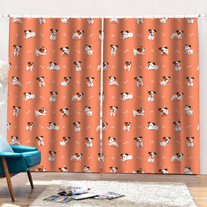 Little Jack Russell Terrier Print Pencil Pleat Curtains