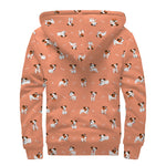 Little Jack Russell Terrier Print Sherpa Lined Zip Up Hoodie