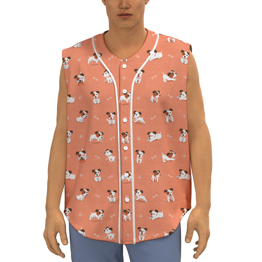 Little Jack Russell Terrier Print Sleeveless Baseball Jersey