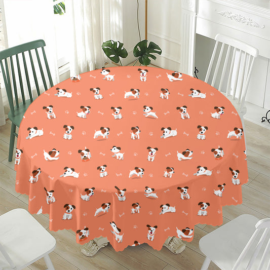 Little Jack Russell Terrier Print Waterproof Round Tablecloth