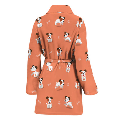 Little Jack Russell Terrier Print Women's Bathrobe