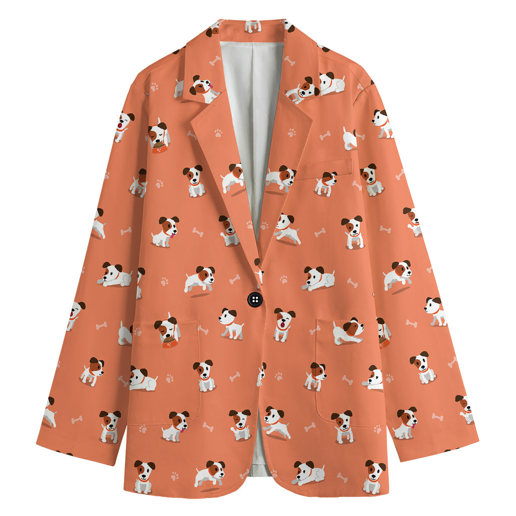 Little Jack Russell Terrier Print Women's Cotton Blazer