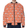 Little Jack Russell Terrier Print Zip Sleeve Bomber Jacket