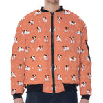 Little Jack Russell Terrier Print Zip Sleeve Bomber Jacket