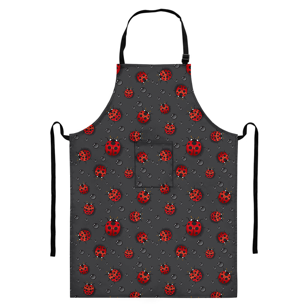 Little Ladybird Pattern Print Bib Apron With Pocket