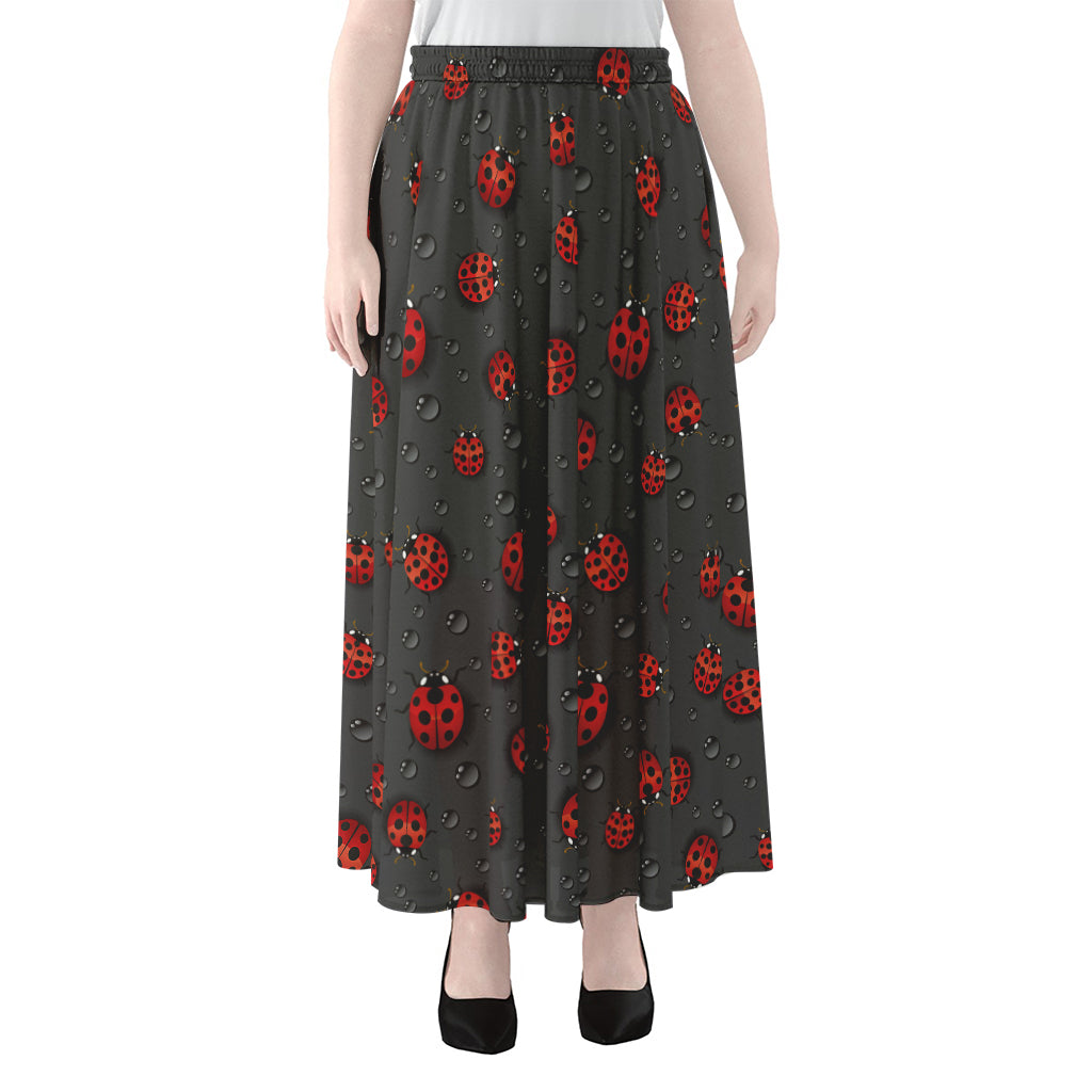 Little Ladybird Pattern Print Chiffon Maxi Skirt