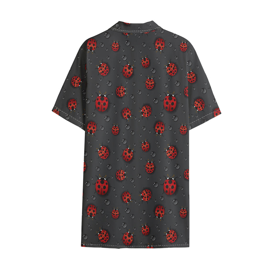 Little Ladybird Pattern Print Cotton Hawaiian Shirt