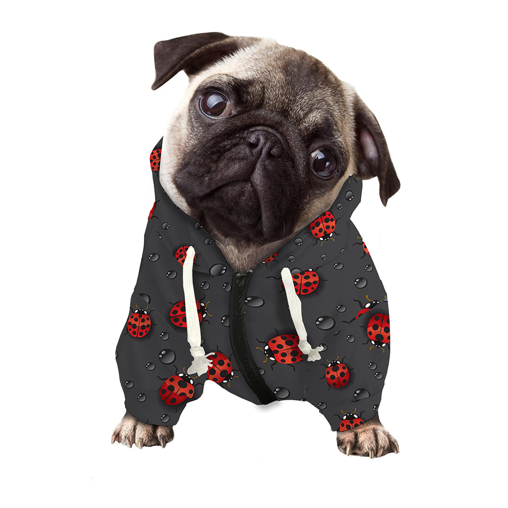Little Ladybird Pattern Print Dog Zip Up Hoodie