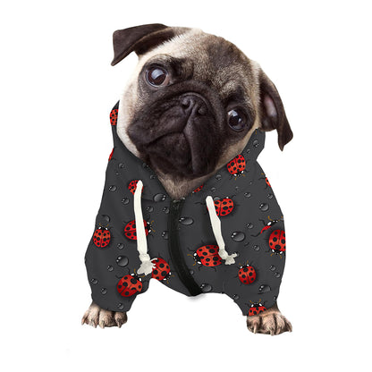 Little Ladybird Pattern Print Dog Zip Up Hoodie