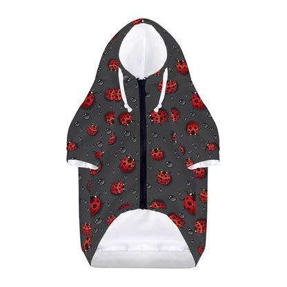 Little Ladybird Pattern Print Dog Zip Up Hoodie