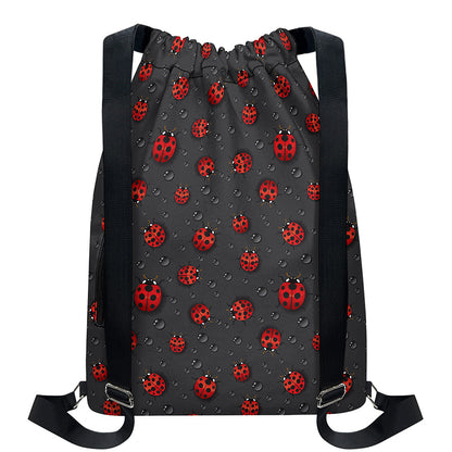 Little Ladybird Pattern Print Drawstring Backpack
