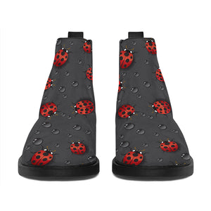 Little Ladybird Pattern Print Flat Ankle Boots