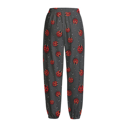 Little Ladybird Pattern Print Fleece Lined Knit Pants