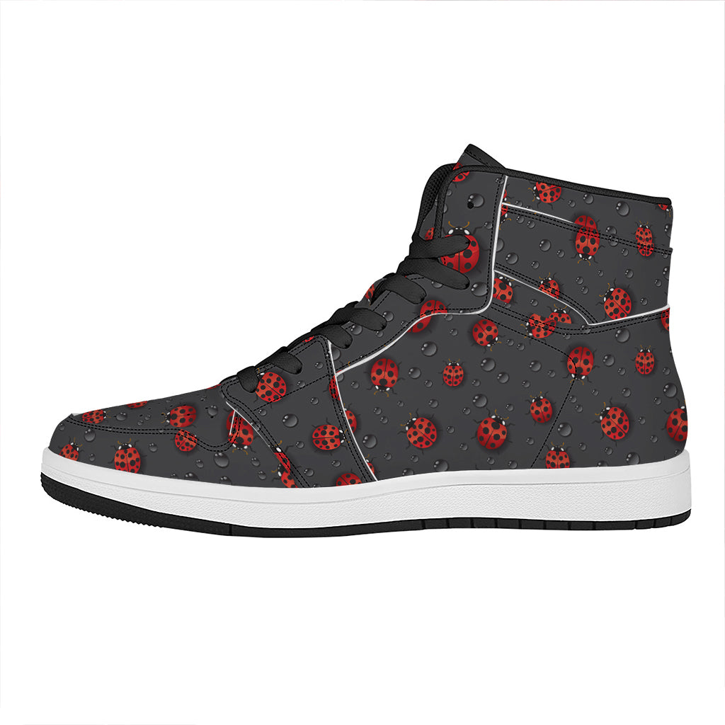 Little Ladybird Pattern Print High Top Leather Sneakers