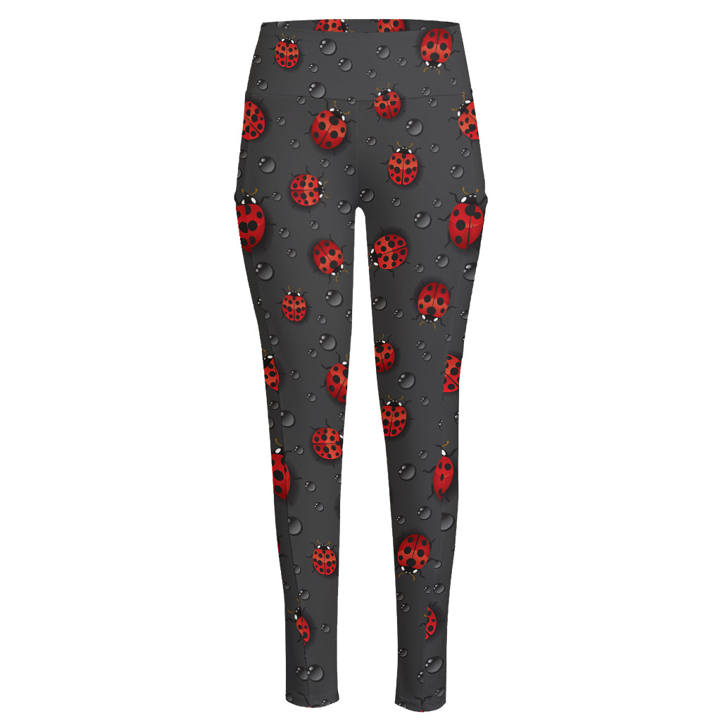 Little Ladybird Pattern Print High-Waisted Pocket Leggings