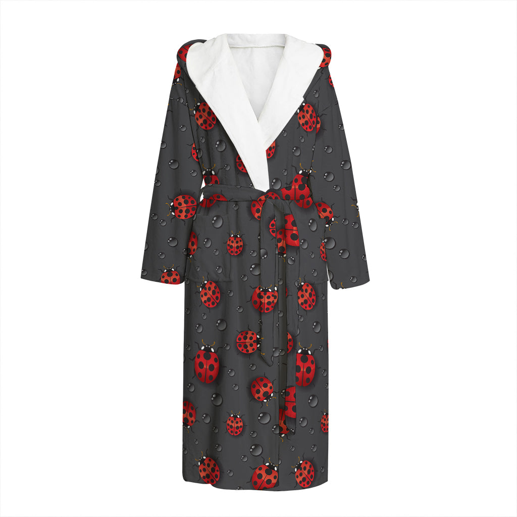 Little Ladybird Pattern Print Hooded Bathrobe