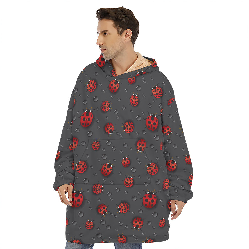 Little Ladybird Pattern Print Hoodie Blanket