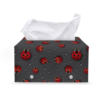 Little Ladybird Pattern Print Leather Tissue Box Cover