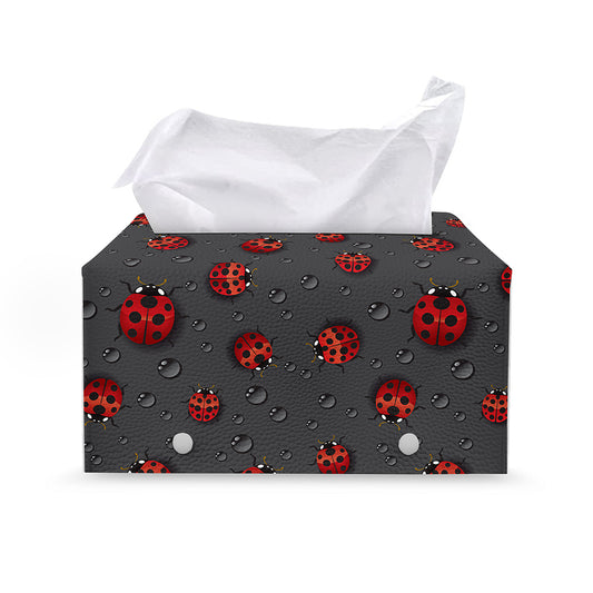 Little Ladybird Pattern Print Leather Tissue Box Cover