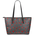Little Ladybird Pattern Print Leather Tote Bag With Zipper