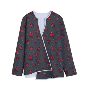 Little Ladybird Pattern Print Long Sleeve Short Coat