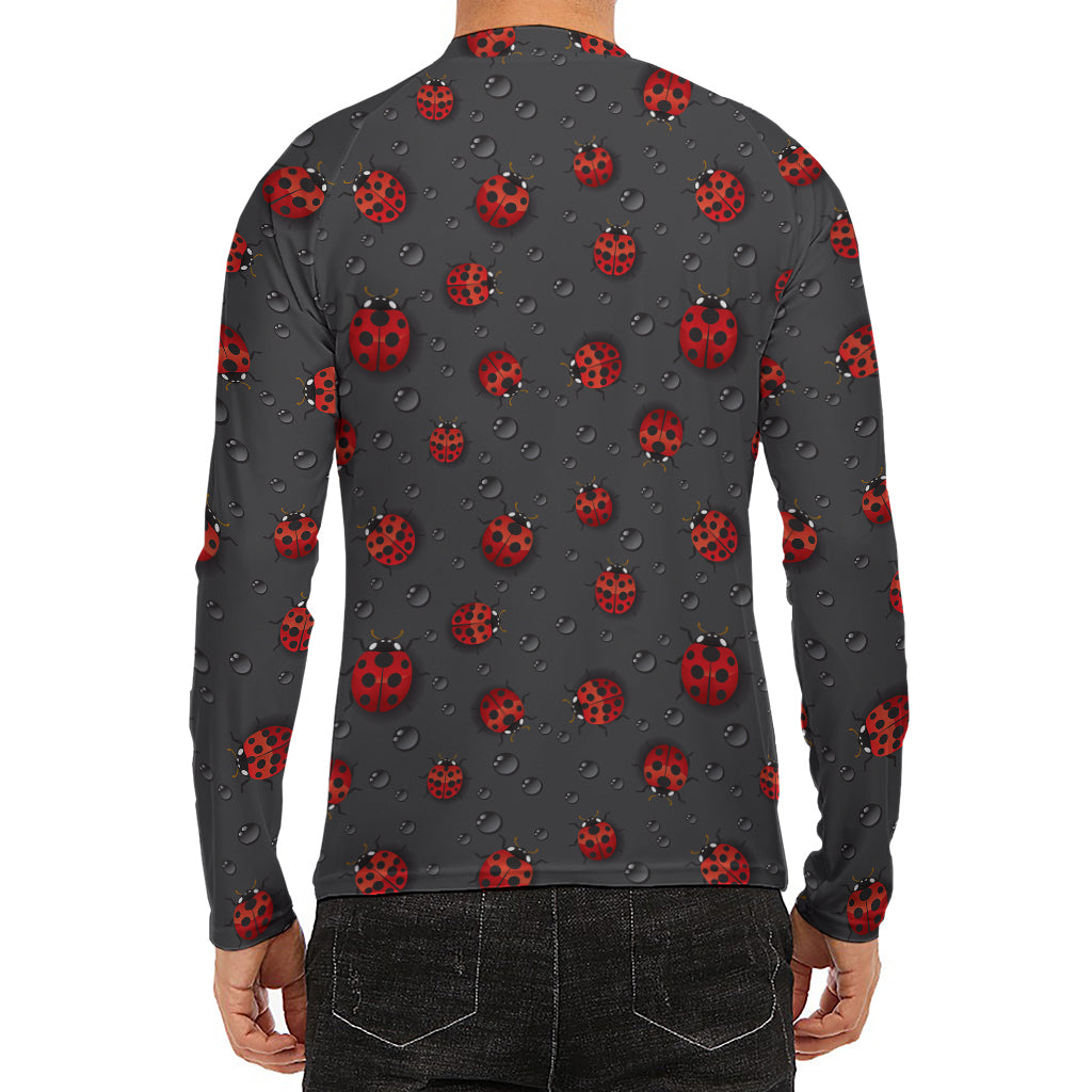 Little Ladybird Pattern Print Men's Long Sleeve Rash Guard