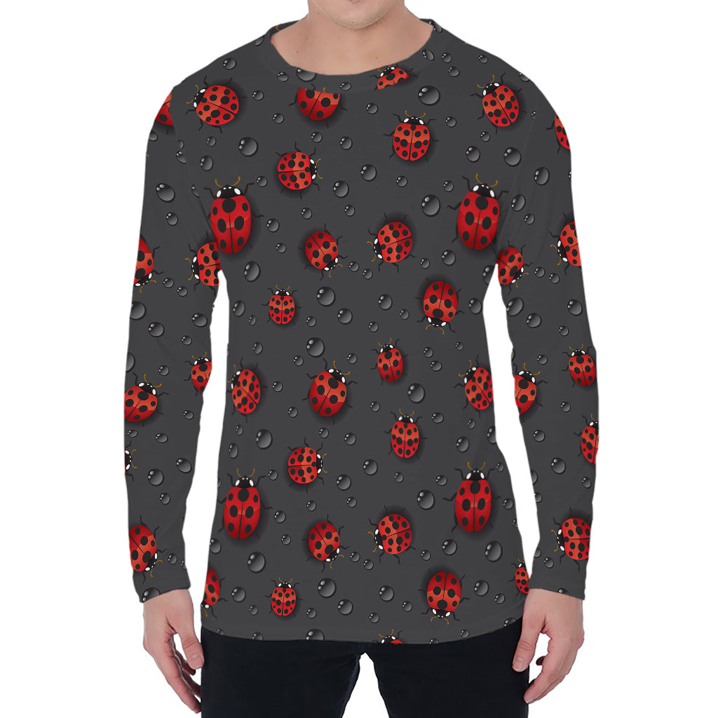 Little Ladybird Pattern Print Men's Long Sleeve T-Shirt