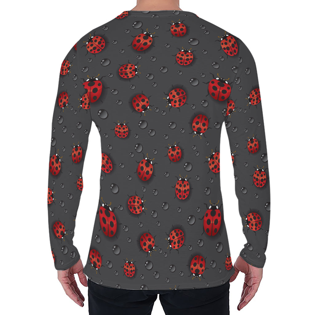 Little Ladybird Pattern Print Men's Long Sleeve T-Shirt