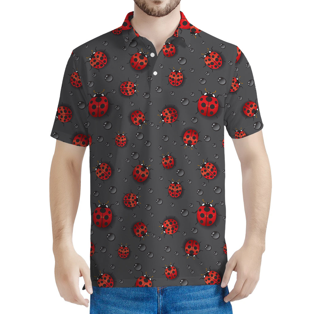 Little Ladybird Pattern Print Men's Polo Shirt